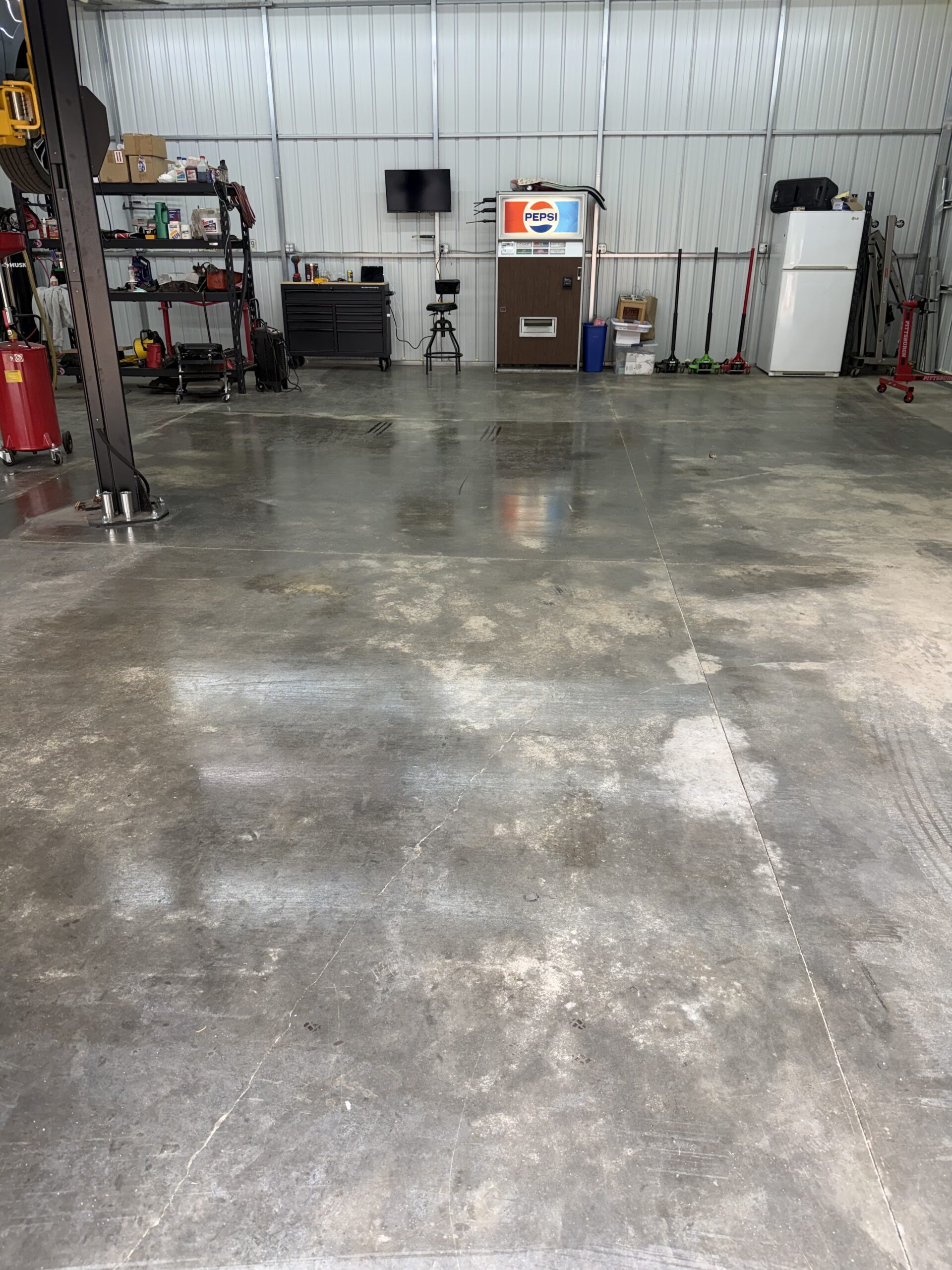 Clean and organized auto repair shop floor